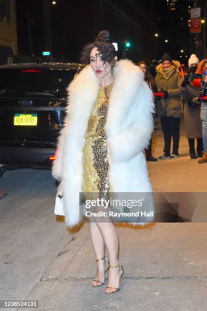 Jessica Wang is seen at the Michael Kors fashion show during New York Fashion Week 2022 at Terminal 5 on February 15, 2022 in New York City.