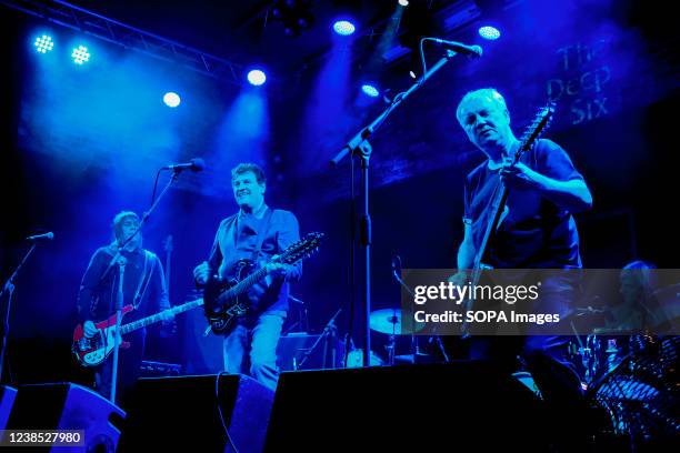 Mick Couch on bass guitar, Mark Syd McGouden, vocals and guitar, and Simon Stebbing, guitar with British mod revival supergroup The Deep Six...