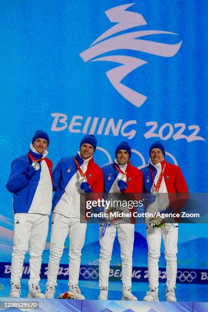 Fabien Claude of Team France, Emilien Jacquelin of Team France, Simon Desthieux of Team France, Quentin Fillon Maillet of Team France wins the silver...