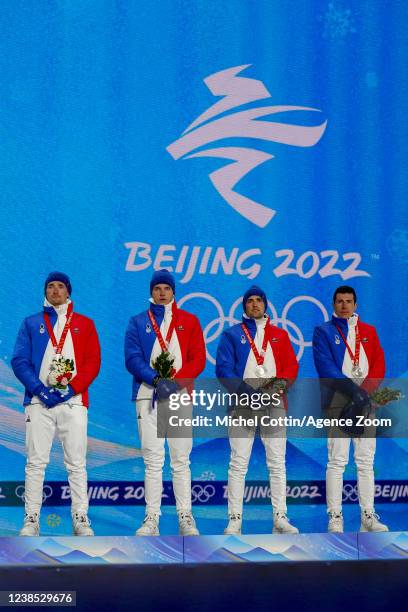 Fabien Claude of Team France, Emilien Jacquelin of Team France, Simon Desthieux of Team France, Quentin Fillon Maillet of Team France wins the silver...