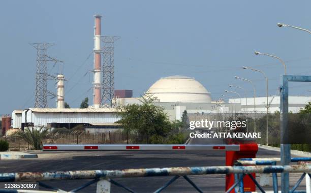 General view shows the reactor building at the Bushehr nuclear power plant in southern Iran, 1200 kms south of Tehran, on August 20, 2010. After...