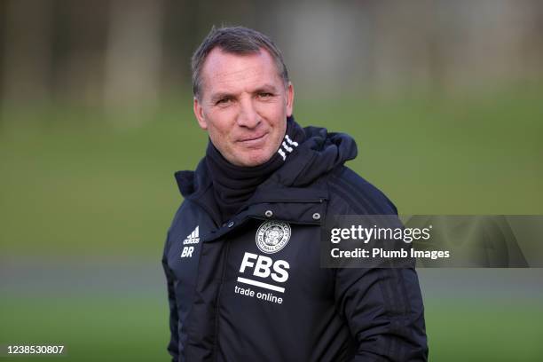 Leicester City Manager Brendan Rodgers during the Leicester City training session at Leicester City Training Ground, Seagrave on February 16th, 2022...