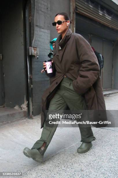 Irina Shayk is seen on February 15, 2022 in New York City.