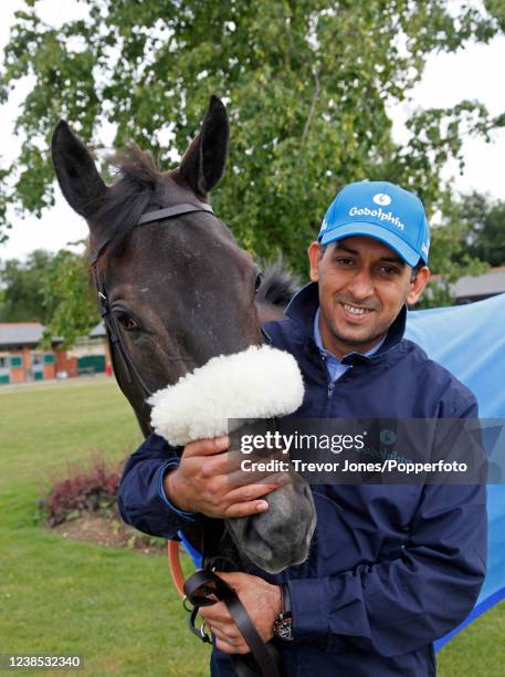 Trainer Mahmood Al Zarooni and Blue Bunting at Moulton Paddocks in Newmarket, 27th May 2011.