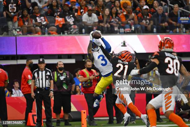 Super Bowl LVI: Los Angeles Rams Odell Beckham Jr. In action, making catch vs Cincinnati Bengals at SoFi Stadium. Inglewood, CA 2/13/2022 CREDIT:...