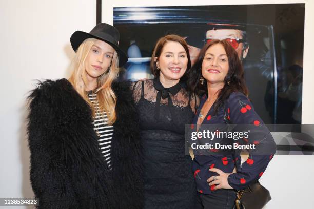 Mary Charteris, Sadie Frost and Jaime Winstone attend a private view of photographer Dave Benett's new exhibition "Great Shot, Kid" in partnership...