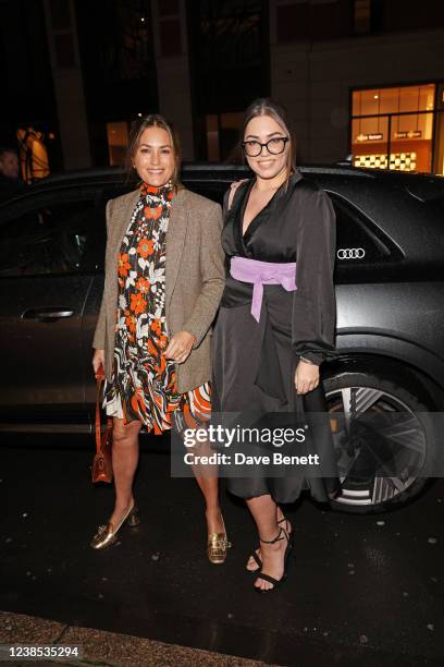 Yasmin Le Bon and Amber Le Bon arrive in an Audi at the opening of photographer Dave Benett's new exhibition "Great Shot, Kid" at JD Malat Gallery on...