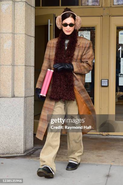 Bella Hadid is seen on February 16, 2022 in New York City.