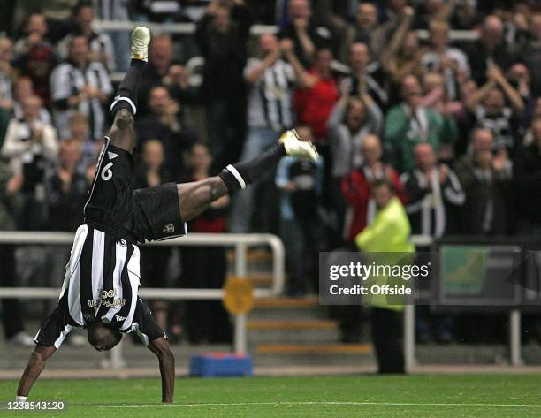 Cup Football - Newcastle United v Levadia Tallinn, Obafemi Martins of Newcastle Utd celebrates his goal against Levadia Tallinn with a cartwheel.