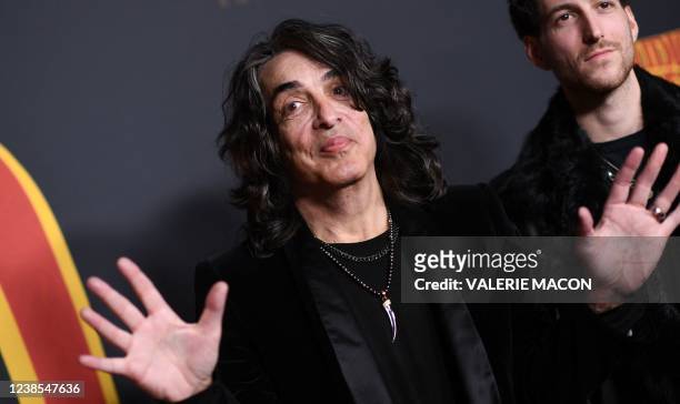 Musician Paul Stanley of KISS and son Evan Stanley attend the Open Road's premiere of "Studio 666" at the TCL Chinese Theater in Hollywood,...