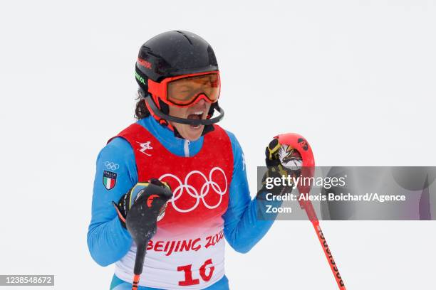 Federica Brignone of Team Italy celebrates during the Olympic Games 2022, Women's Alpine Combined on February 17, 2022 in Yanqing China.