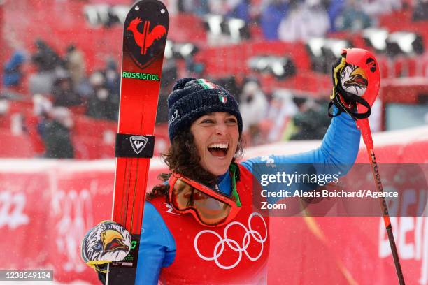 Federica Brignone of Team Italy wins the bronze medal during the Olympic Games 2022, Women's Alpine Combined on February 17, 2022 in Yanqing China.