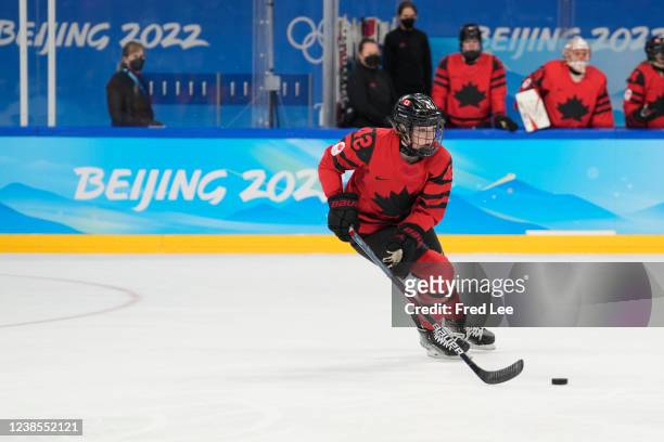Claire Thompson of Team Canada in action during the Women's Ice Hockey Gold Medal match between Team Canada and Team United States on Day 13 of the...