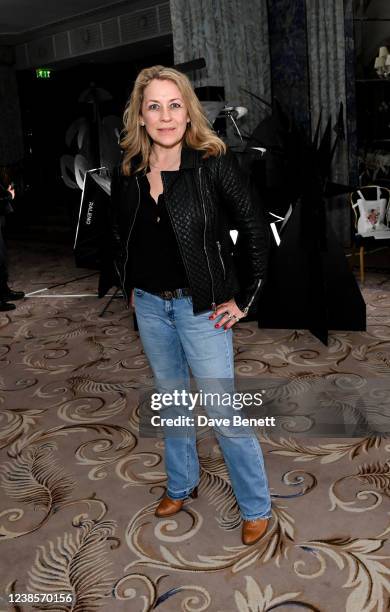 Sarah Beeny attends the VIN + OMI show during London Fashion Week February 2022 at The Dorchester Ballroom on February 17, 2022 in London, England.