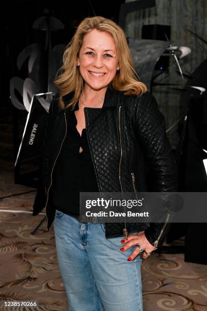 Sarah Beeny attends the VIN + OMI show during London Fashion Week February 2022 at The Dorchester Ballroom on February 17, 2022 in London, England.