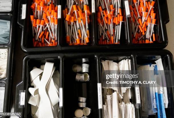 Supplies for patients at OnPoint NYC are pictured at the newly formed nonprofit that operates a overdose prevention center in the Harlem borough of...