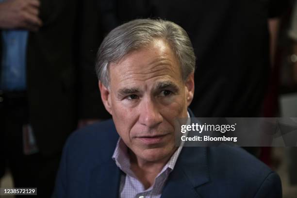 Greg Abbott, governor of Texas, speaks during a Get Out The Vote campaign event in Beaumont, Texas, U.S., on Thursday, Feb. 17, 2022. Abbott has a...