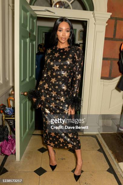 Munroe Bergdorf attends the Soho House presents British Fashion in aid of Queer Britain event on February 17, 2022 in London, England.