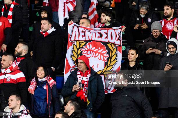 Olympiacos FC supporters having fun during the UEFA Europa League Knockout Round Play-Offs Leg One match between Atalanta and Olympiacos at Stadio...