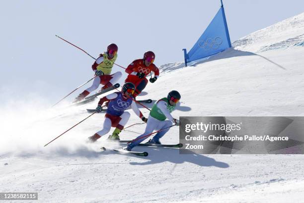 Sergey Ridzik of Team Russia in action, Kirill Sysoev in action, David Mobaerg in action, Brady Leman of Team Canada during the Olympic Games 2022,...