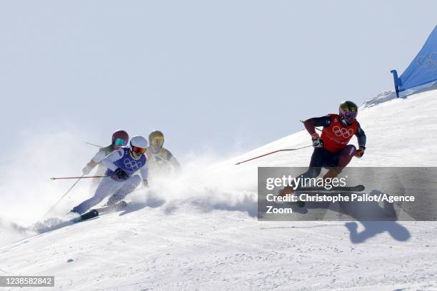 Ryan Regez of Team Switzerland in action, Johannes Rohrweck of team Austria in action, Viktor Andersson of Team Sweden in action, Tobias Mueller of...