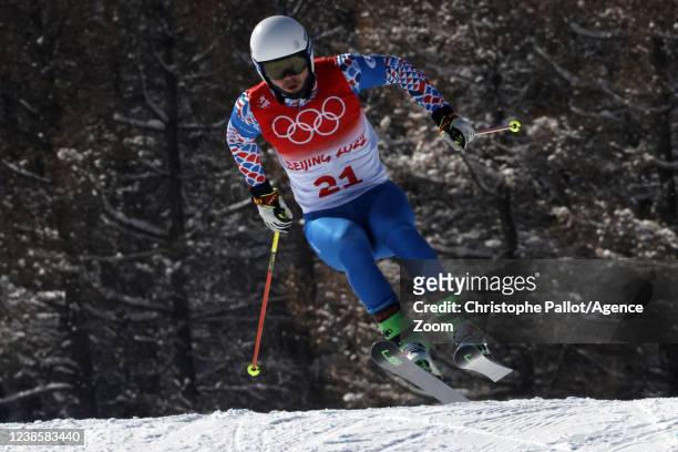 Sergey Ridzik of Team Russia in action during the Olympic Games 2022, Men's Ski Cross on February 18, 2022 in Zhangjiakou China.