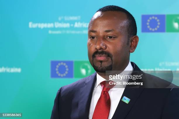 Abiy Ahmed, Ethiopia's prime minister, at the European Union-Africa Union Summit at the EU Council headquarters in Brussels, Belgium, on Thursday,...