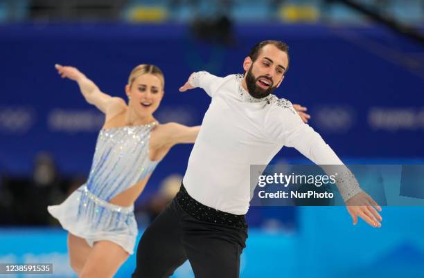 Ashley Cain-Gribble and Timothy Leduc from USA at Figure Skating, Beijing 2022 Winter Olympic Games, Capital Indoor Stadium on February 18, 2022 in...