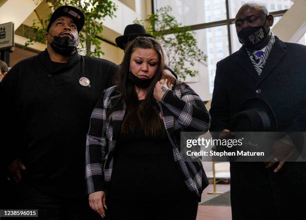 Daunte Wrights parents Aubrey Wright and Katie Wright react after the sentencing hearing for former Brooklyn Center police officer Kim Potter at the...