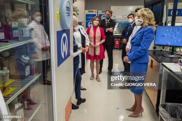 First Lady Jill Biden visits the Moffitt Cancer Center, a nonprofit cancer treatment and research center, in Tampa, Florida on February 18, 2022. -...