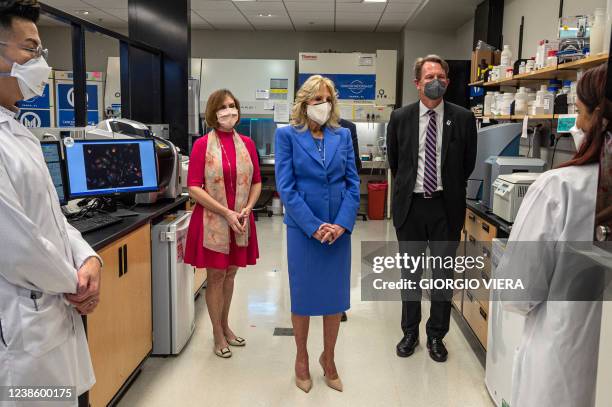 First Lady Jill Biden visits the Moffitt Cancer Center, a nonprofit cancer treatment and research center, in Tampa, Florida on February 18, 2022. -...