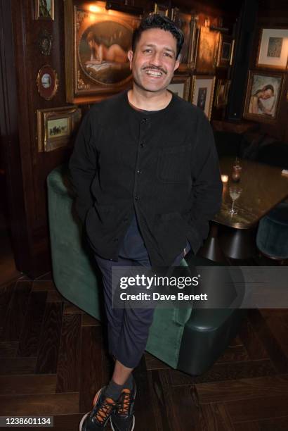 Osman Yousefzada attends the ES Magazine relaunch party during London Fashion Week February 2022 at The Aubrey at The Mandarin Oriental Hyde Park on...