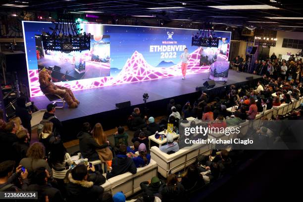 Ethereum co-founder Vitalik Buterin speaks at ETHDenver on February 18, 2022 in Denver, Colorado. ETHDenver is the largest and longest running...