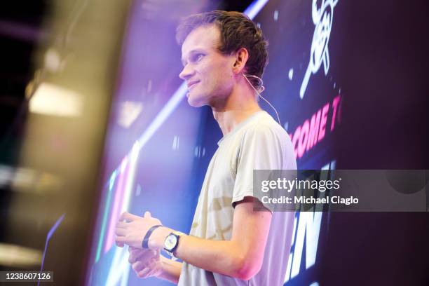 Ethereum co-founder Vitalik Buterin speaks at ETHDenver on February 18, 2022 in Denver, Colorado. ETHDenver is the largest and longest running...