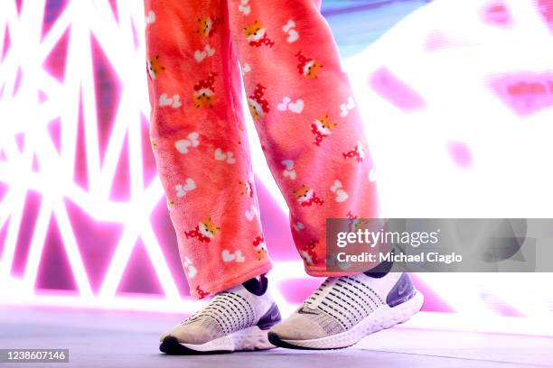 Wearing pajama pants, Ethereum co-founder Vitalik Buterin speaks at ETHDenver on February 18, 2022 in Denver, Colorado. ETHDenver is the largest and...