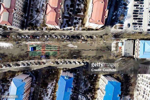 Nucleic acid sampling site in a community in Hohhot, Inner Mongolia, China, February 19, 2022. The genetic sequencing results of the Hohhot epidemic...