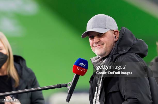 Director of sport Joerg Schmadtke of VfL Wolfsburg looks on prior to the Bundesliga match between VfL Wolfsburg and TSG Hoffenheim at Volkswagen...