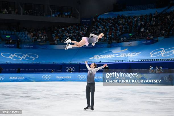 Russia's Evgenia Tarasova and Russia's Vladimir Morozov compete in the pair skating free skating of the figure skating event during the Beijing 2022...