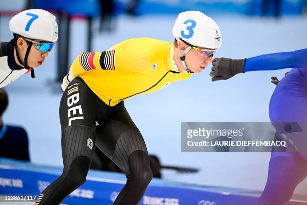 Belgian speed skater Bart Swings pictured in action during the final of the men's mass start speed skating event at the Beijing 2022 Winter Olympics...