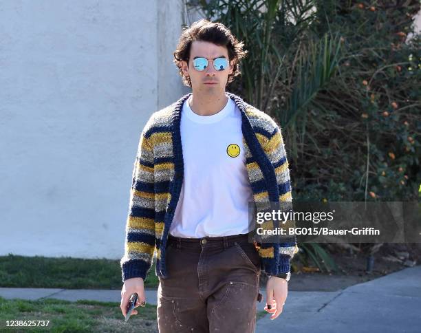 Joe Jonas is seen on February 19, 2022 in Los Angeles, California.