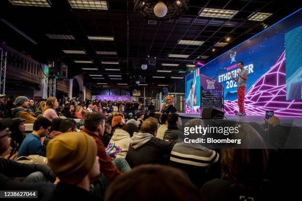 Vitalik Buterin, co-founder of Ethereum, speaks during ETHDenver in Denver, Colorado, U.S., on Friday, Feb. 18, 2022. ETHDenver is the largest Web3...