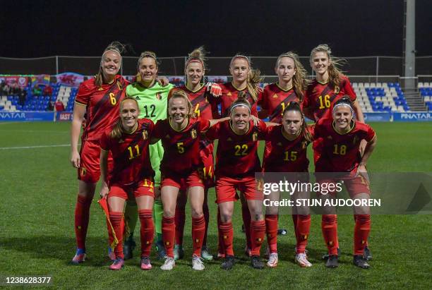 Players of Belgium with Tine De Caigny, Diede Lemey, Yana Daniels, Julie Biesmans, Sari Kees, Marie Minnaert, Janice Cayman, Sarah Wijnants, Laura...