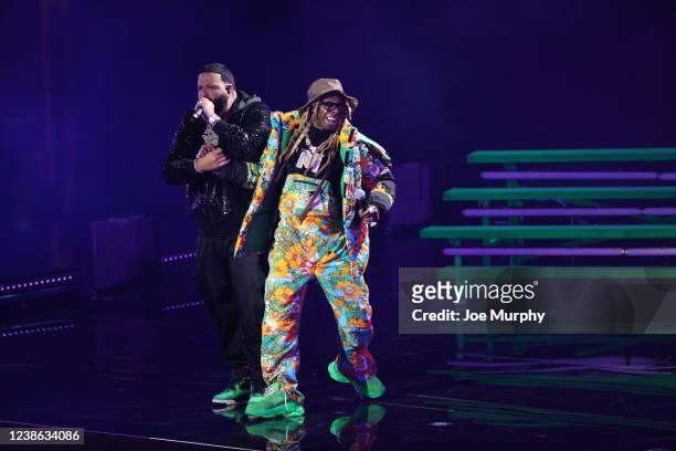 Khalid and Lil Wayne perform during State Farm All-Star Saturday Night on February 19, 2022 at Rocket Mortgage FieldHouse in Cleveland, Ohio. NOTE TO...