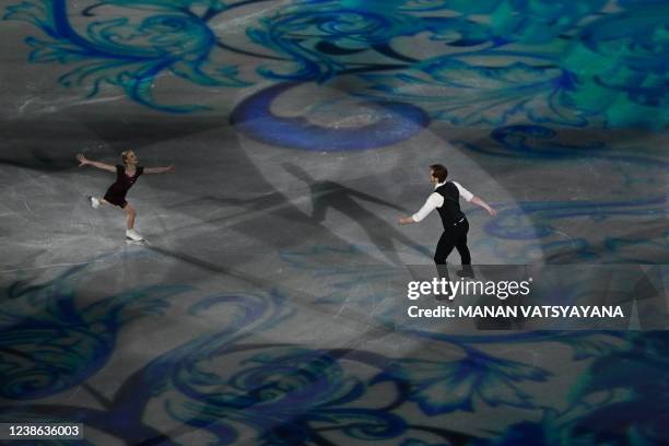 Russia's Evgenia Tarasova and Russia's Vladimir Morozov take part in the figure skating exhibition gala during the Beijing 2022 Winter Olympic Games...