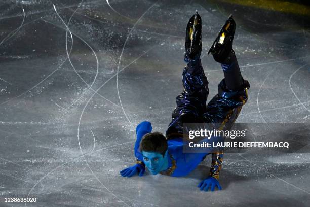 Georgian Morisi Kvitelashvili pictured in action during the figure skating exhibition gala event at the Beijing 2022 Winter Olympics in Beijing,...