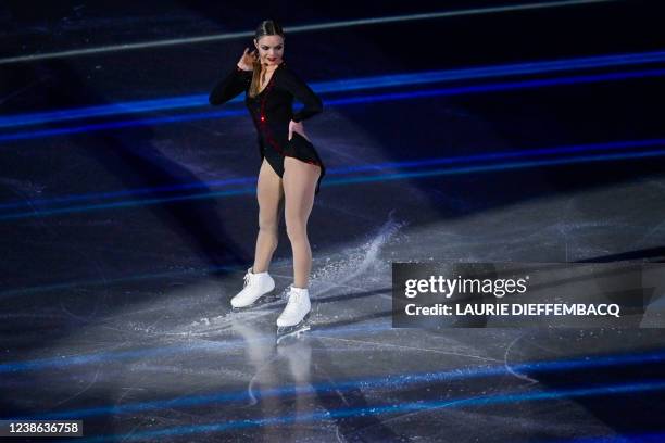 Belgian figure skater Loena Hendrickx pictured in action during the figure skating exhibition gala event at the Beijing 2022 Winter Olympics in...