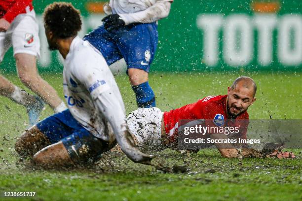 Mark van der Maarel of FC Utrecht during the Dutch Eredivisie match between FC Utrecht v Vitesse at the Stadium Galgenwaard on February 20, 2022 in...