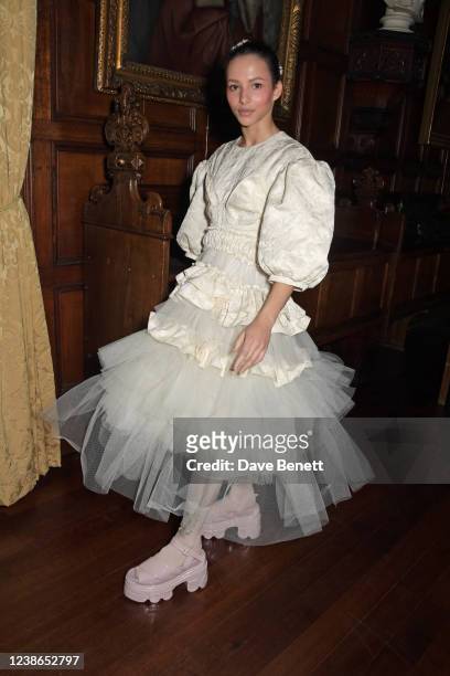 Francesca Hayward attends the Simone Rocha show during London Fashion Week February 2022 at The Honourable Society of Lincoln's Inn on February 20,...