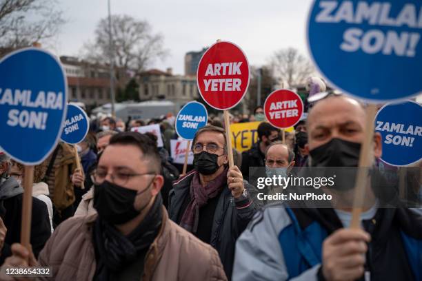 People gathered in Istanbul, Turkey to protest the high bills, on February 20, 2022. At the beginning of this year, electricity prices in Turkey were...