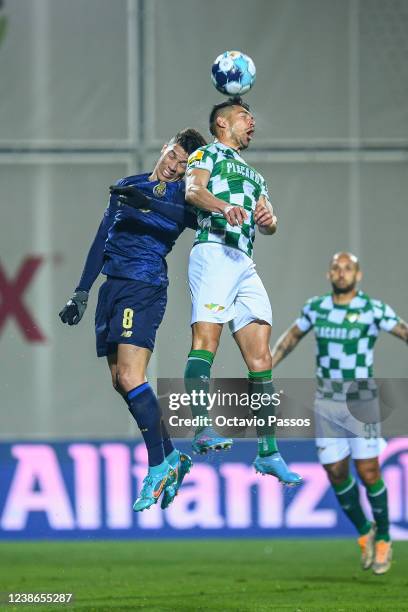 André Luís of Moreirense and Matheus Uribe of FC Porto in action during the Liga Portugal Bwin match between Moreirense FC and FC Porto at Parque de...